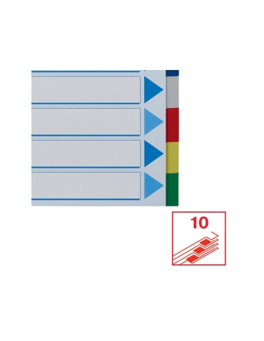 Separadores esselte din a4 polipropileno 10 posiciones multitaladro con cartulina indice color