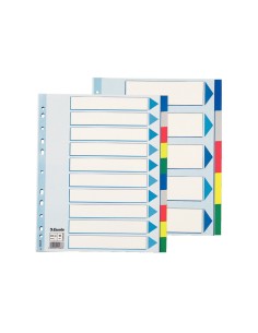 Separadores esselte din a4 polipropileno 10 posiciones multitaladro con cartulina indice color