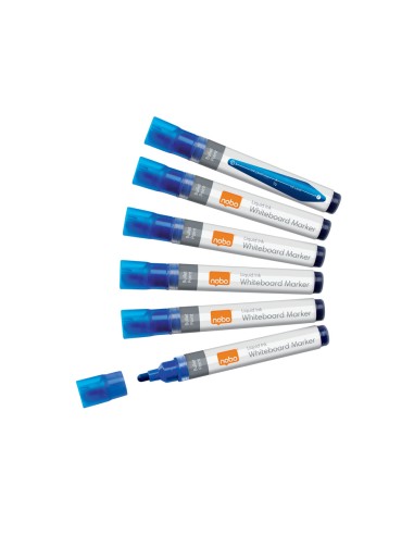Rotulador nobo para pizarra blanca tinta liquida punta conica 3 mm azul caja de 10 unidades