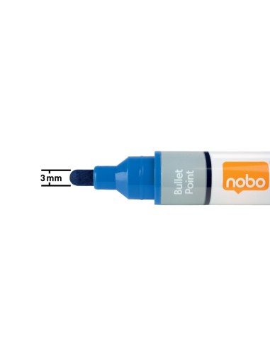 Rotulador nobo para pizarra blanca tinta liquida punta conica 3 mm azul caja de 10 unidades