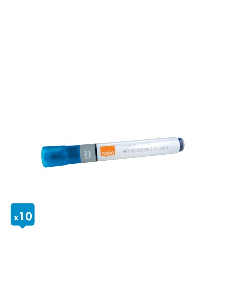 Rotulador nobo para pizarra blanca tinta liquida punta conica 3 mm azul caja de 10 unidades