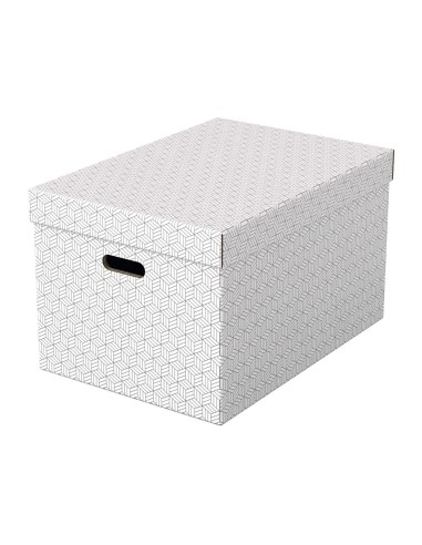 Caja almacenamiento esselte grande color blanco 510x355x305 mm pack de 3 unidades