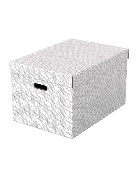 Caja almacenamiento esselte grande color blanco 510x355x305 mm pack de 3 unidades
