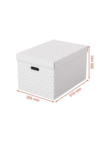 Caja almacenamiento esselte grande color blanco 510x355x305 mm pack de 3 unidades