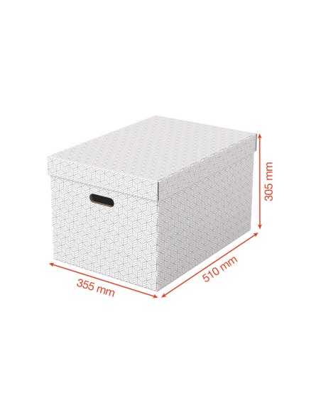 Caja almacenamiento esselte grande color blanco 510x355x305 mm pack de 3 unidades