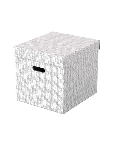 Caja almacenamiento esselte cubica color blanco 365x320x315 mm pack de 3 unidades