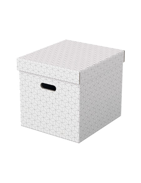 Caja almacenamiento esselte cubica color blanco 365x320x315 mm pack de 3 unidades