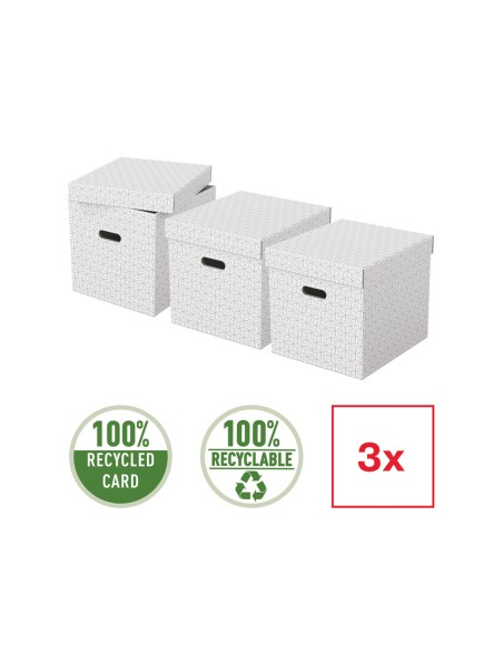 Caja almacenamiento esselte cubica color blanco 365x320x315 mm pack de 3 unidades