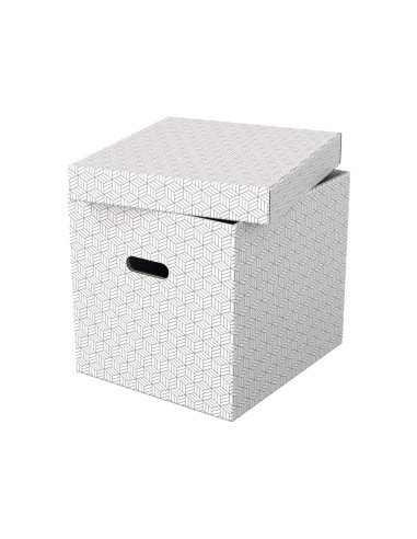 Caja almacenamiento esselte cubica color blanco 365x320x315 mm pack de 3 unidades