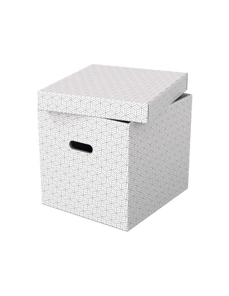 Caja almacenamiento esselte cubica color blanco 365x320x315 mm pack de 3 unidades
