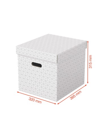 Caja almacenamiento esselte cubica color blanco 365x320x315 mm pack de 3 unidades
