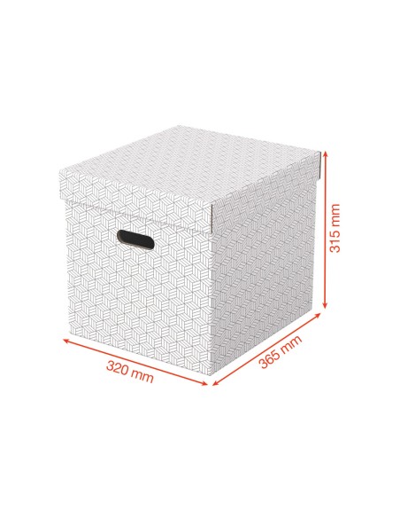 Caja almacenamiento esselte cubica color blanco 365x320x315 mm pack de 3 unidades