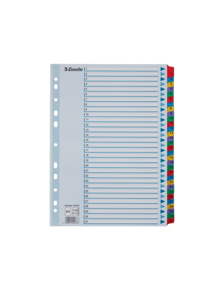 Separador numerico esselte cartulina 1 31 juego de 31 separadores din a4 multitaladro