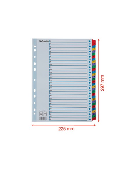 Separador numerico esselte cartulina 1 31 juego de 31 separadores din a4 multitaladro