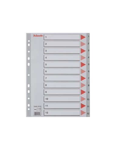 Separador numerico esselte cartulina 1 12 juego de 12 separadores folio multitaladro