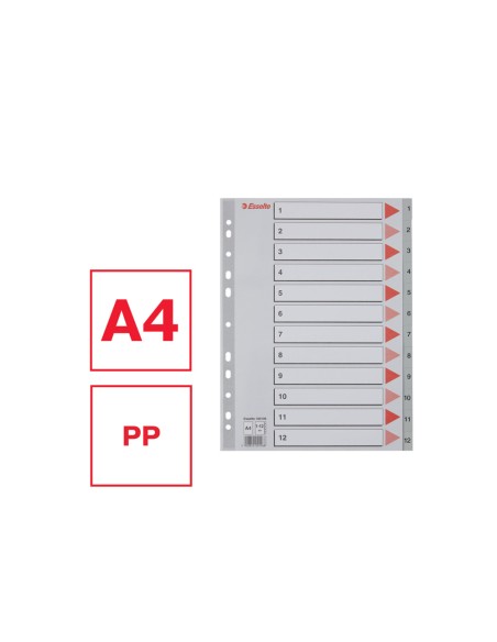 Separador numerico esselte cartulina 1 12 juego de 12 separadores folio multitaladro