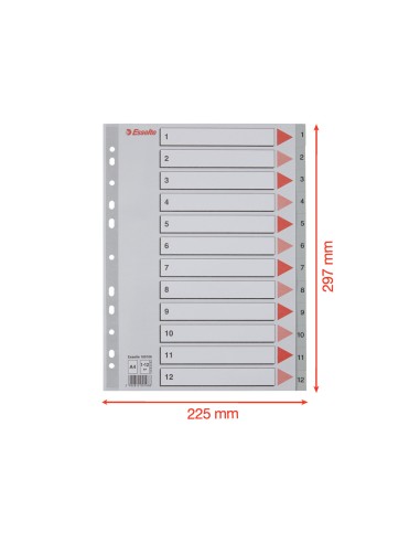 Separador numerico esselte cartulina 1 12 juego de 12 separadores folio multitaladro