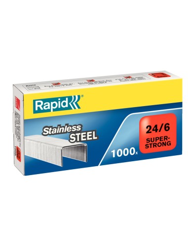 Grapas rapid 24 6 super strong acero inoxidable caja 1000 unidades