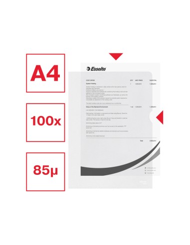 Carpeta dossier unero esselte din a4 polipropileno piel de naranja 80 mc transparente bolsa de 100 unidades
