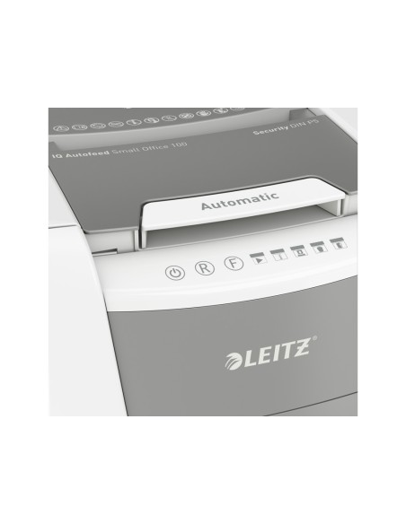 Destructora de documentos leitz iq auto para pequena oficina 100 p5 blanca Destructora de documentos leitz iq auto para pequena oficina 100 p5 blanca