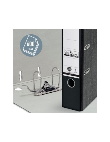 Archivador de palanca leitz co2 neutral carton jaspeado 180 din a4 lomo 80 mm negro