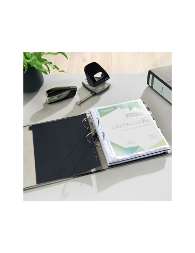 Archivador de palanca leitz co2 neutral carton jaspeado 180 din a4 lomo 80 mm negro