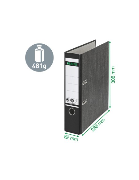 Archivador de palanca leitz co2 neutral carton jaspeado 180 din a4 lomo 80 mm negro