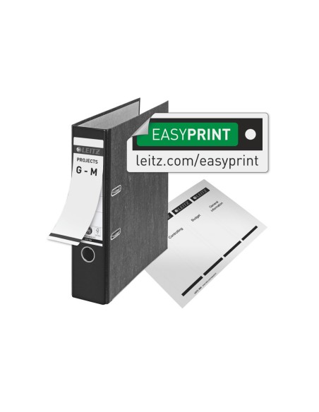 Archivador de palanca leitz co2 neutral carton jaspeado 180 din a4 lomo 80 mm negro