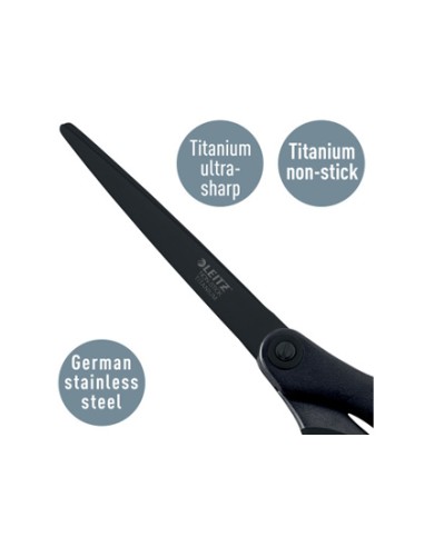 Tijeras leitz premium titanium antiadherente 180 mm color negro