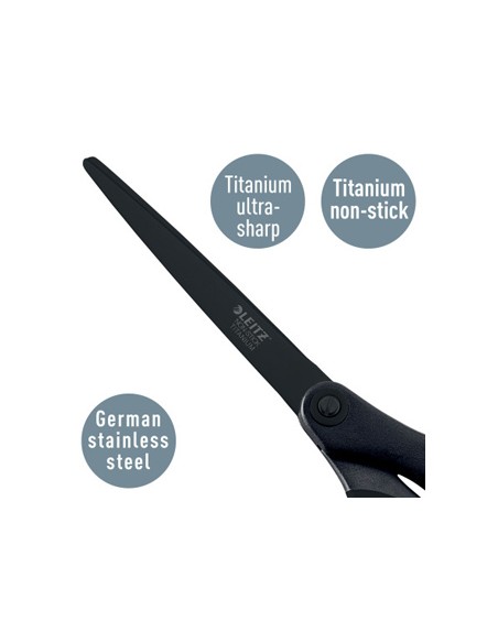 Tijeras leitz premium titanium antiadherente 180 mm color negro
