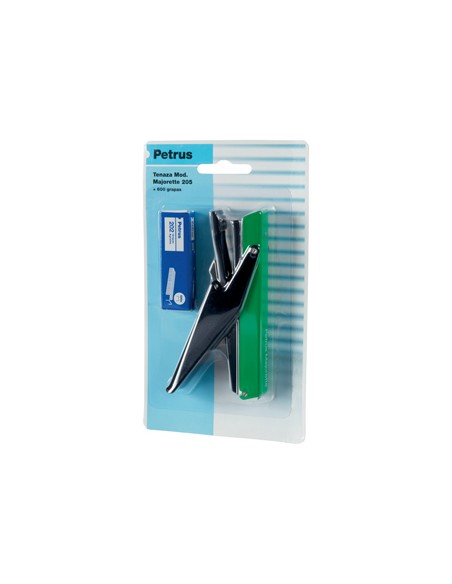 Grapadora petrus majorette de tenaza 205 capacidad 10 hojas 1 caja grapas n 202