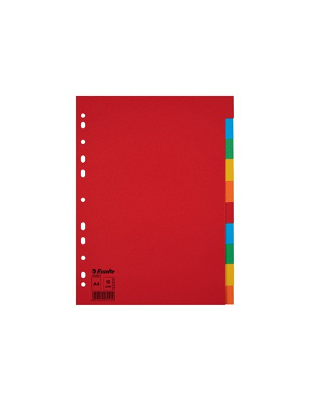Separador esselte cartulina juego de 10 separadores folio multitaladro