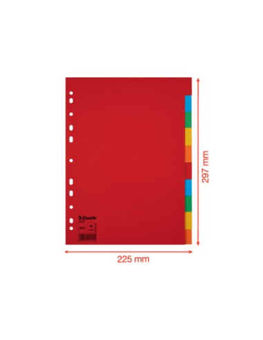 Separador esselte cartulina juego de 10 separadores folio multitaladro