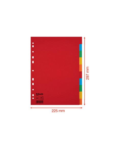 Separador esselte cartulina juego de 10 separadores folio multitaladro