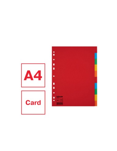 Separador esselte cartulina juego de 10 separadores folio multitaladro