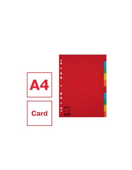 Separador esselte cartulina juego de 10 separadores folio multitaladro