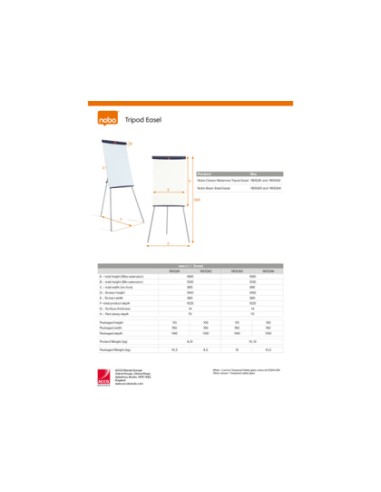 Pizarra caballete nobo basic magnetica lacada con tripode 680x1840x680 mm