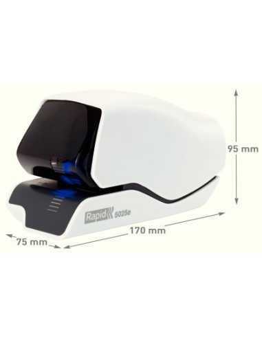Grapadora rapid electrica 5025e capacidad 25 hojas color blanco usa grapas 5025e