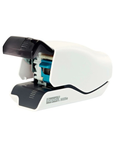 Grapadora rapid electrica 5025e capacidad 25 hojas color blanco usa grapas 5025e