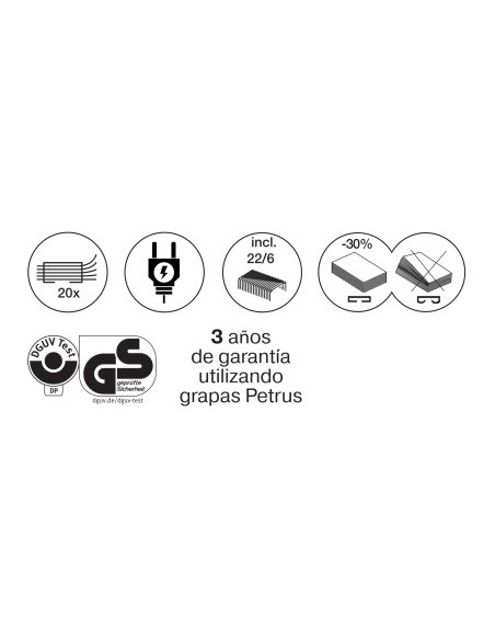 Grapadora petrus electrica e 120 contactless negro capacidad 20 hojas usa grapas 22 6 24 6 y 26 6 Grapadora petrus electrica e 120 contactless negro capacidad 20 hojas usa grapas 22 6 24 6 y 26 6