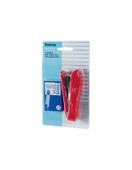 Grapadora petrus liliput 200 capacidad 12 hojas 1 caja grapas 23 6 colores surtidos