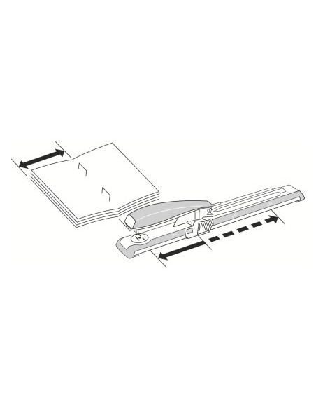 Grapadora petrus 600 brazo largo capacidad 40 hojas color gris negro usa grapas 22 6 24 6 8 y 26 6 8