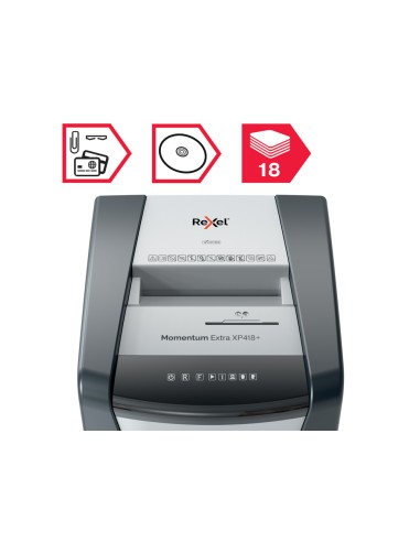 Destructora de documentos rexel momentum extra xp418 capacidad de corte 18 hojas destruye grapas clips
