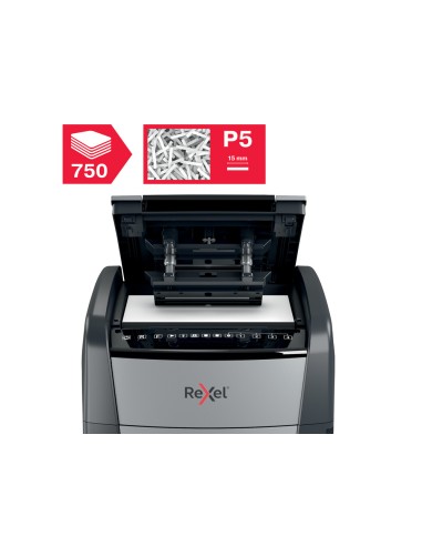 Destructora de documentos rexel optimum auto 750m capacidad de corte 750 hojas destruye grapas clips y