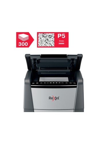 Destructora de documentos rexel optimum auto 300m capacidad de corte 300 hojas destruye grapas clips y