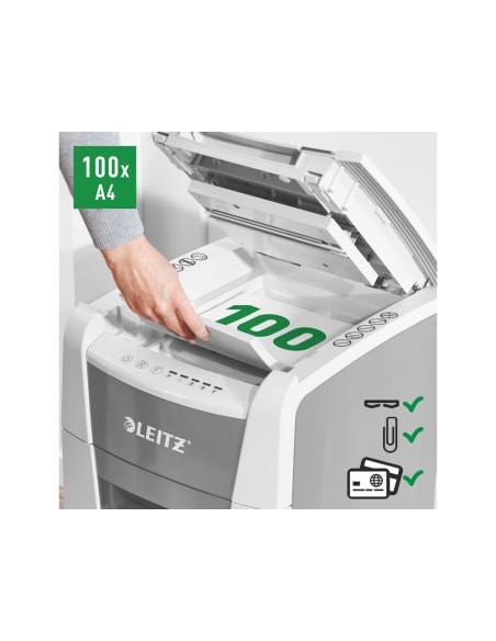 Destructora de documentos leitz iq auto 100 capacidad de corte 100 hojas destruye grapas y clips Destructora de documentos leitz iq auto 100 capacidad de corte 100 hojas destruye grapas y clips