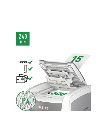 Destructora de documentos leitz iq auto office pro 600 capacidad de corte 600 hojas destruye grapas y clips