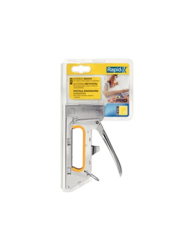 Grapadora rapid clavadora pro r23e metalica cromada usa grapas n 13