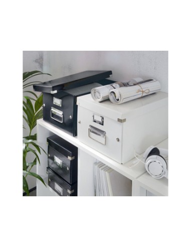 Caja almacenamiento leitz clickstore wow carton reciclado color negro 281x200x369 mm