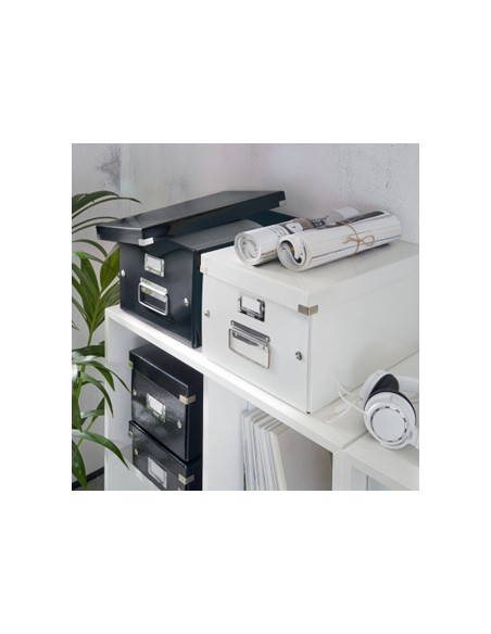 Caja almacenamiento leitz clickstore wow carton reciclado color negro 281x200x369 mm